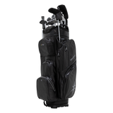 dri play golf bag right 45 profile with clubs and umbrella black